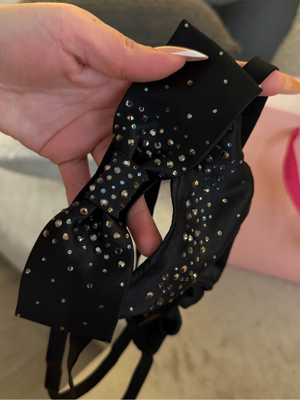 Victoria’s Secret 2014 fashion show black satin bow rhinestone panty - Picture 7 of 7